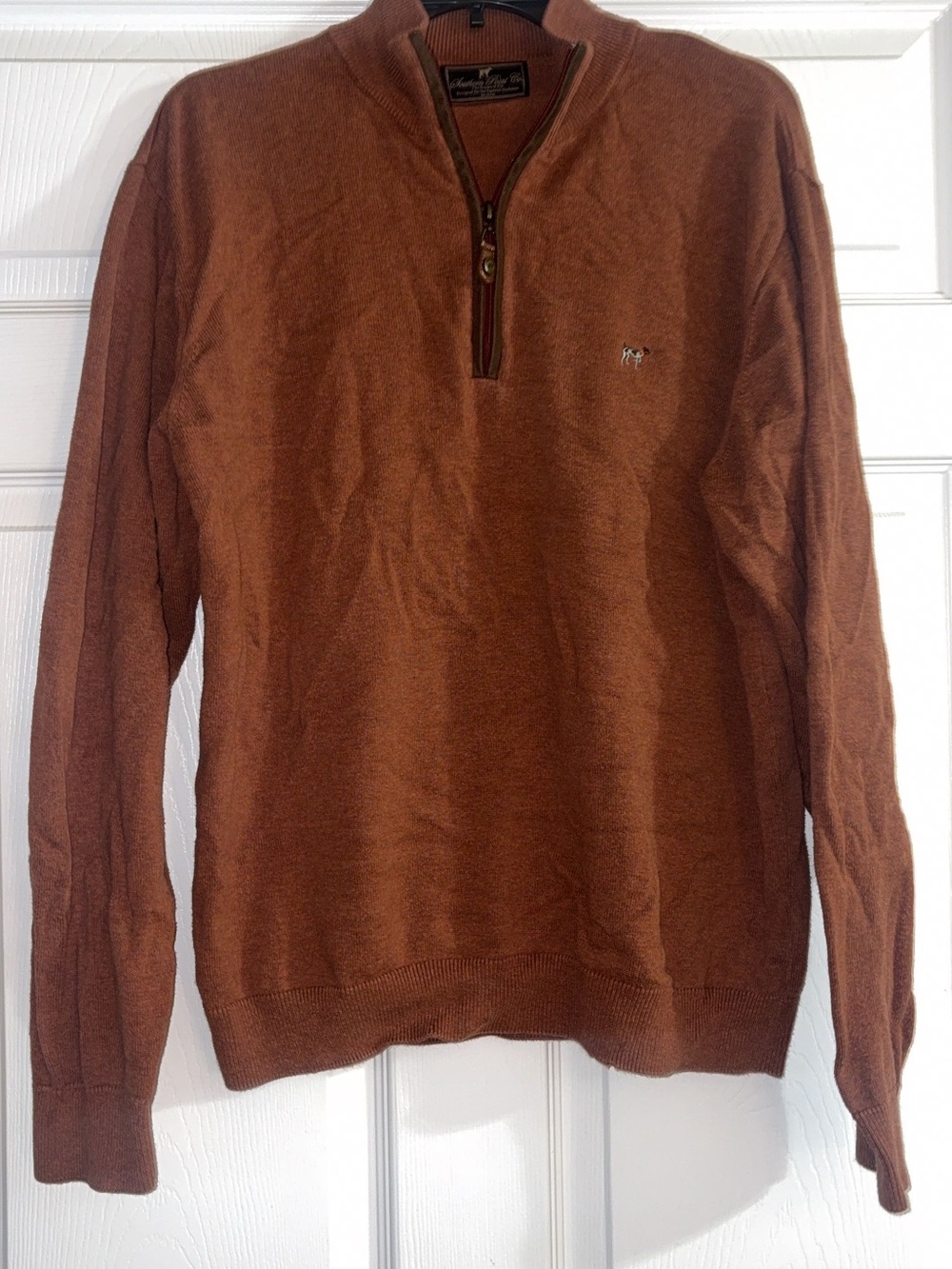 Men's Southern Point Zip-Neck Sweater in Copper Brown